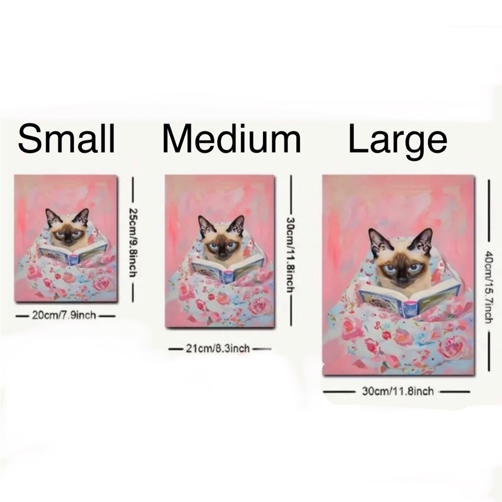 Set of 6 Cat Reading Book Canvas Posters Art Prints, Frameless (Lg) - Picture 14 of 15